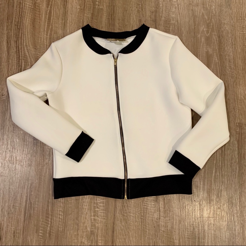 Hybrid white with black edging bomber jacket